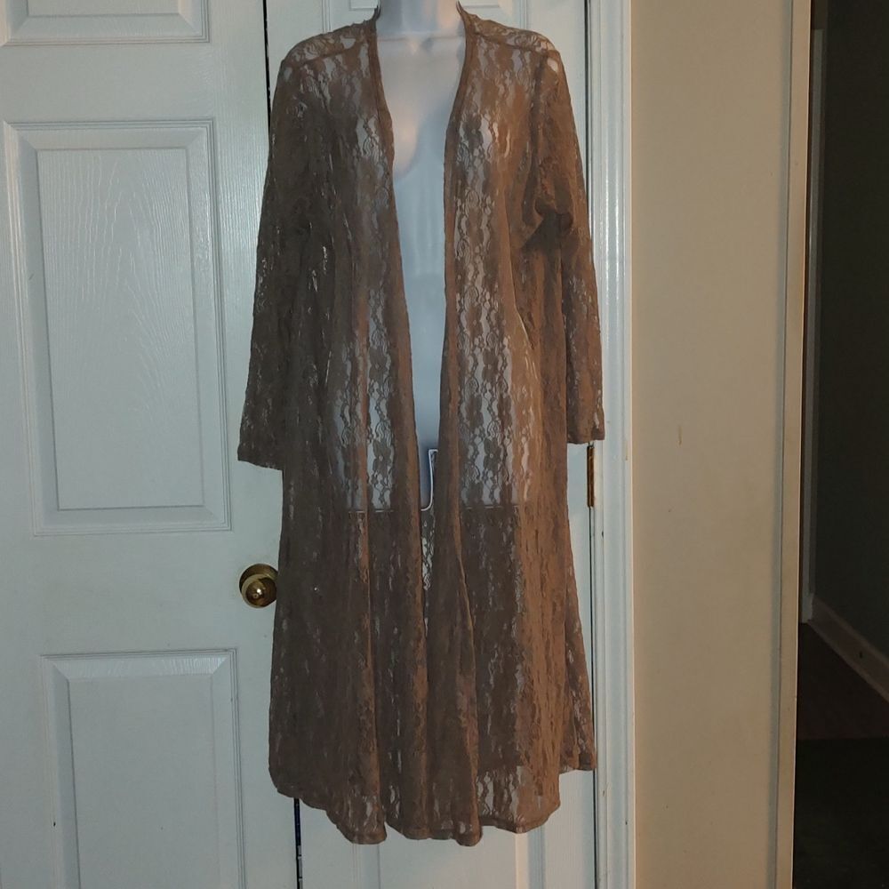 Lularoe Shirley long sleeve lace long open front cardigan boho western Sz L